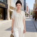 Fashionable And Elegant Women's Clothing Mom-style Summer Thin Chiffon Short-sleeve Top