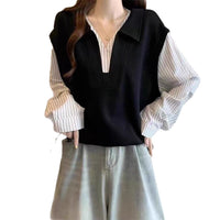 Fake Two-piece Shirt Vest Top For Women