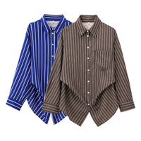 Women's Fashionable Batwing Sleeve Striped Long-sleeved Shirt