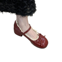 Womens French Lace Bow Mary Jane Shoes