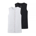 Versatile Buttons Design Round Neck Vest Top