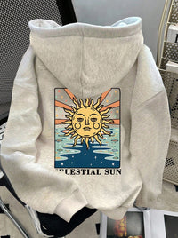 Womens Cartoon Print Loose Personalized Hoodie