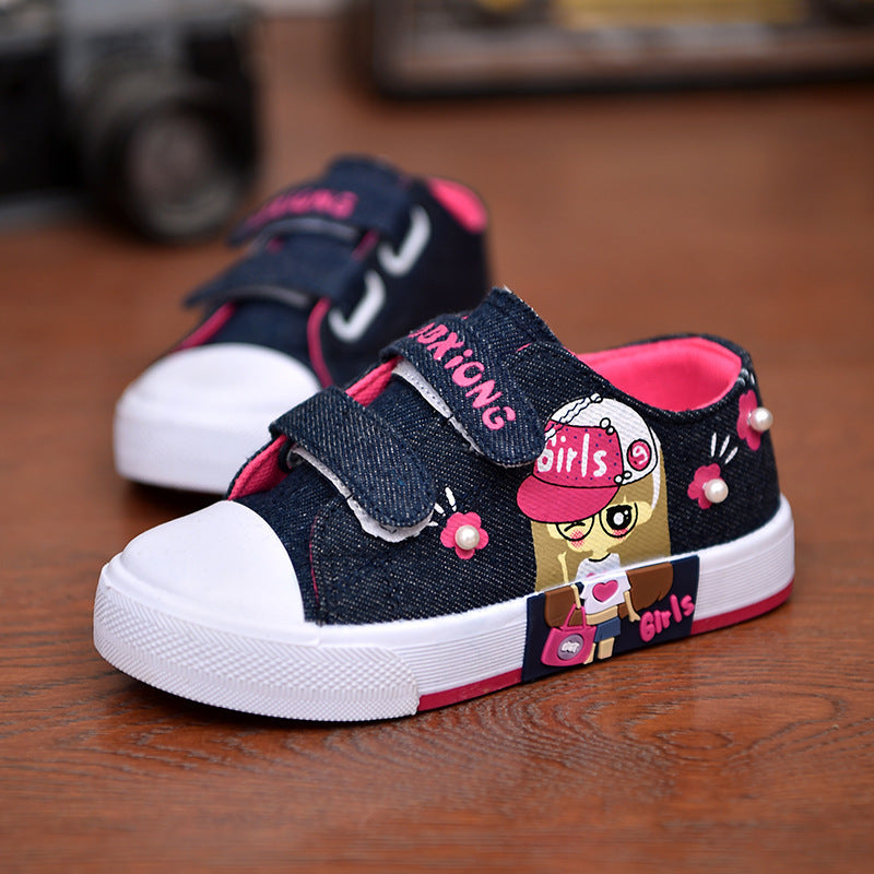 Children's Shoes Girls' Canvas Shoes Baby Sneakers Cowboy Breathable