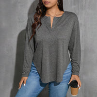 Simple Autumn And Winter Gray Versatile Loose Slimming Base Top