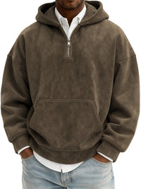 Hoodie Half Zipper Solid Color Loose Sweater