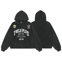 Spring New American College Style Retro Washed Hoodie Coat Cardigan Zipper Sweater