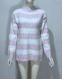 Embroidered Jacquard Pullover Loose Bottoming Shirt Mock Neck Sweater Coat