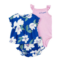 Baby Girl Short-sleeved Shorts T-shirt Three-piece Suit