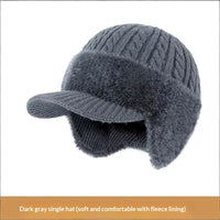 Thickened Warm Knitted Beanie With Rabbit Fur Lining And Ear Flapswind- And Cold-resistant For Cycling