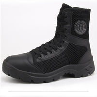 Black Training Boots Breathable Mesh Shock Absorption Security Shoes
