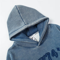 Distressed Fleece-lined Thickened Hooded Sweatshirt Men's Street Tide Brand Niche Loose Pullover Hoodie