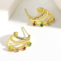 Retro Fashion-forward Niche-design Metal Multi-layer C-shaped Stud Earrings