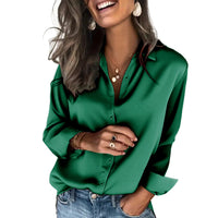 Women's Satin Shirt Long-Sleeve Casual Top
