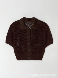 Exotic Rib-knit Cuff Casual Fashion Style Slim-fit Knitted Cardigan Top