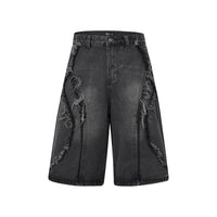High-Street Nostalgic Washed Straight-Leg Sophisticated Casual Short Denim Jeans