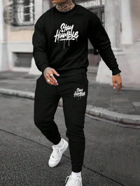 Round Neck Sweater Casual Sports Suit European Size Men's Clothing