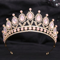 Wedding Birthday Headdress Crown Alloy Inlaid Protein Green Bright Crystal Bride