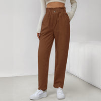 Women's Casual Elastic Waist Corduroy Straight-leg Pants