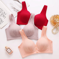 Front Buckle Without Steel Ring Plus Size Bra Backless Traceless Without Steel Ring Big Breast Contrast Bra