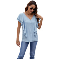 Lotus-leaf Sleeve Shirt Single-breasted Top Cardigan