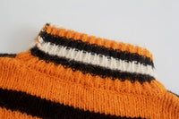 Half Turtleneck Contrast Color Striped Sweater