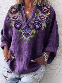 Womens American-style Digitally Printed Linen Shirt