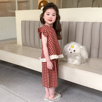 Girls' Summer Plaid Two-piece Set