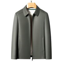 Versatile Men's Lapel Leather Jacket