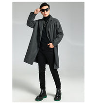 Mid-length Double Breasted Cocoon-shaped Loose Casual Woolen Coat For Men