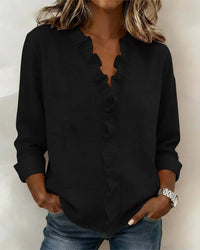 Ruffled Long Sleeve Cotton Shirt
