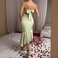 Lace-trimmed Satin Dress For Women