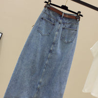 Women's Mid-length Skirt For Spring And Summer High Waist Slit Denim