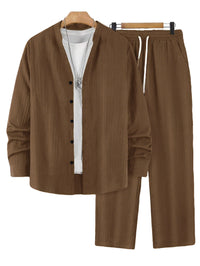 Solid-color Men's Casual Sport Two-piece Set
