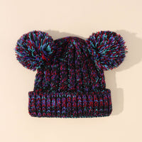 New Double Ball Children's Knitted Pullover Warm Wool Hat