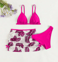 Medium And Large Children's Swimsuit Three-piece Printing