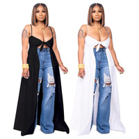 Womens Sexy Camisole Irregular V-Neck Slit T-Shirt