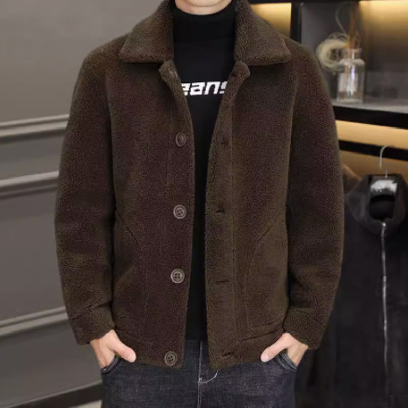 Double-sided Fleece Men's Lambswool Wool Coat Jacket