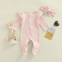 Newborn Baby Zipper Leg Wrap Romper