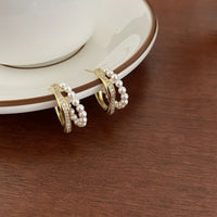 Zircon Pearl Earrings Eardrops High-grade Full Of Daily Ear Studs