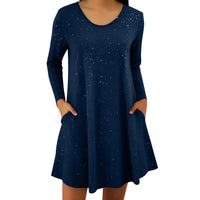 Fashionable Round-neck Long-sleeve Sequin Dress
