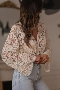 European And American Fashion Embroidered Lace Flower Shirt