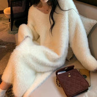 Socialite-style Soft Cuddly Sweater Dress For Women Autumn Winter