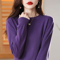 Women's Simple Crew-Neck Pullover Knit Sweater
