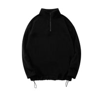 New Loose Drawstring Fleece-lined Half Zipper Sweater