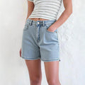 American-style Vintage Distressed Washed Mini Denim Shorts