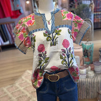 Summer New Women's Loose Casual Print Round Neck Shirt
