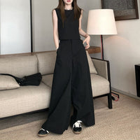 Fashionable Versatile Casual Top And Wide-Leg Pants Set For Women