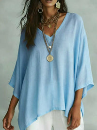 Womens Loose Solid-Colored Top Casual Comfortable All-Match T-Shirt
