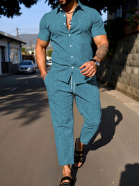 Short-sleeve Shirt And Trousers Casual Summer Set