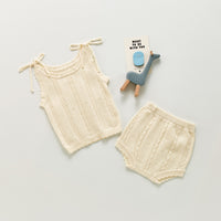 Hollowed-out Knit Suspenders Set Jacquard Bind